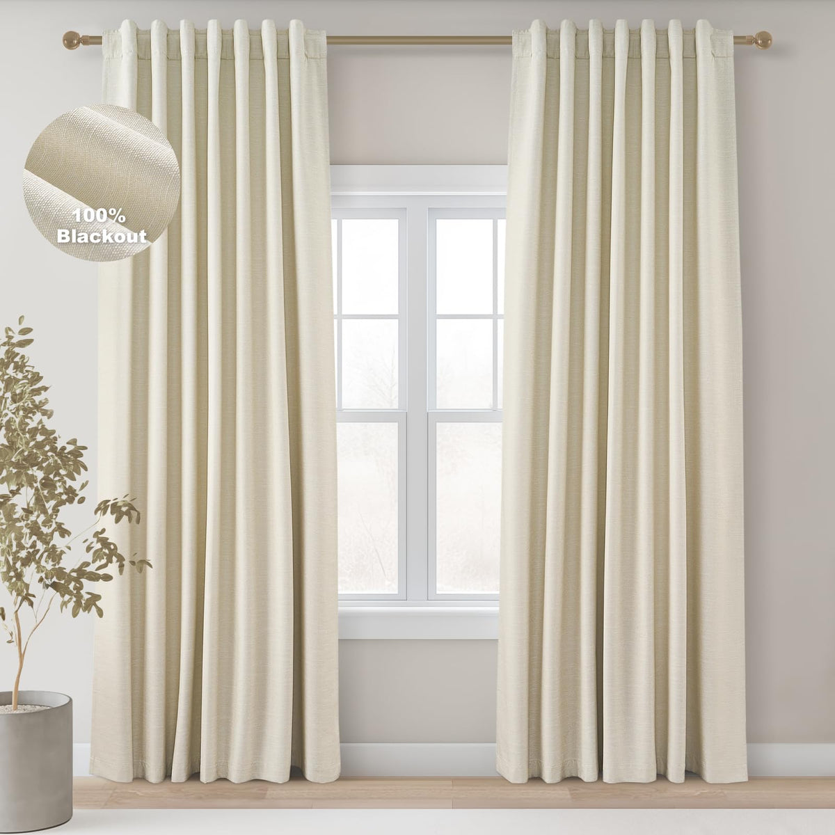 Topfinel 100 Inch Long Blackout Country Curtains for Bedroom 2 Panels Set, Large Window Custom Closet Sun Blocking Ceiling Aesthetic Rod Pocket Opaque Drapes with Rings for Sliding Glass Doors 2pcs