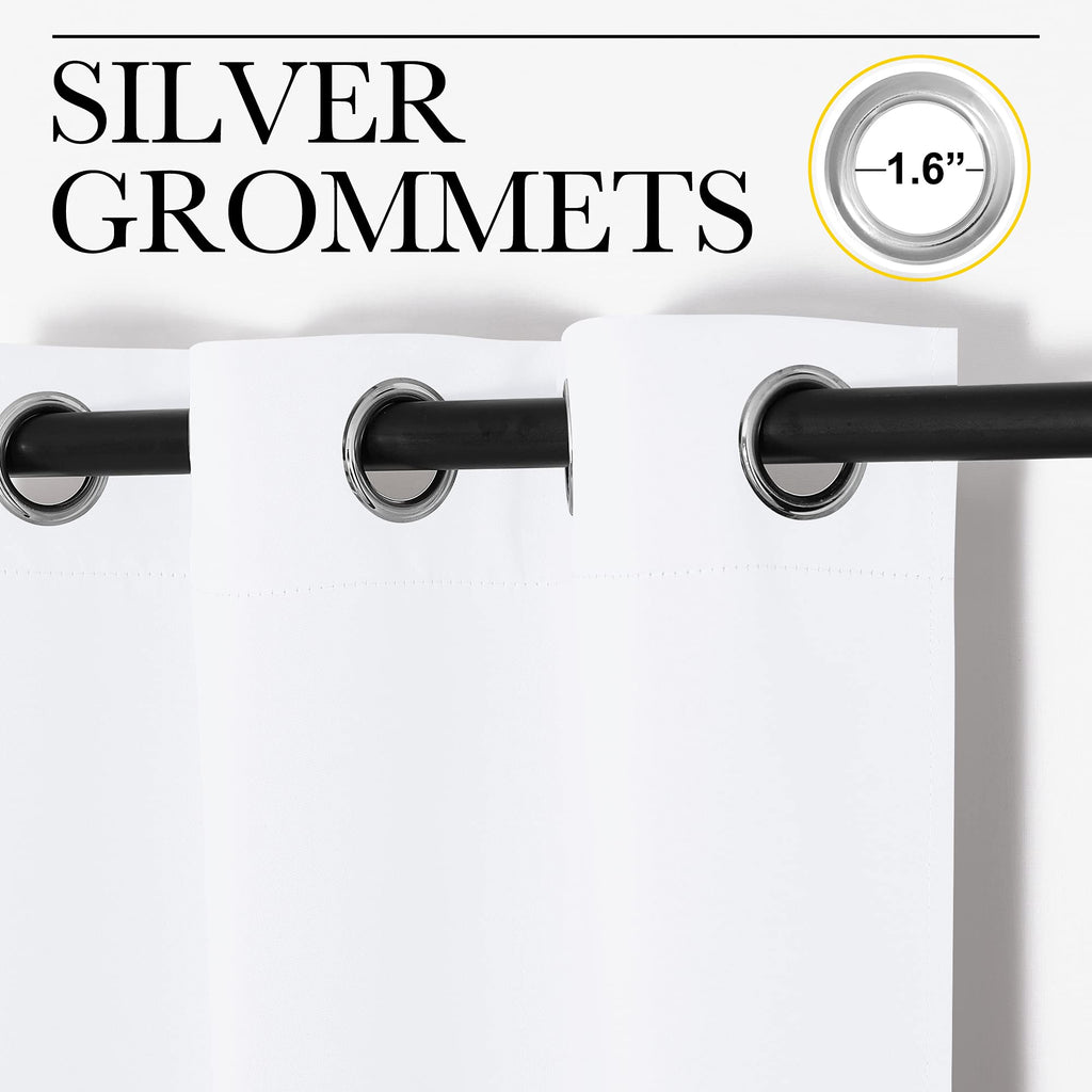 NICETOWN White Lightweight Fabric Curtain Panels, 48 inch Length, Non-Blackout Window Drapes for Bedroom & Dining Room (Set of 2, 42" W x 48" L)