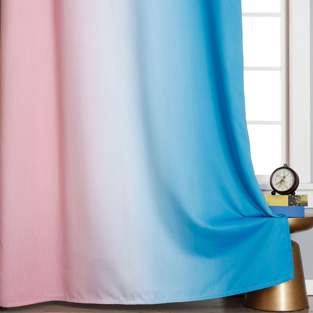 Estelar Textiler Pink and Blue Ombre Curtains for Bedroom 72 Inch Long