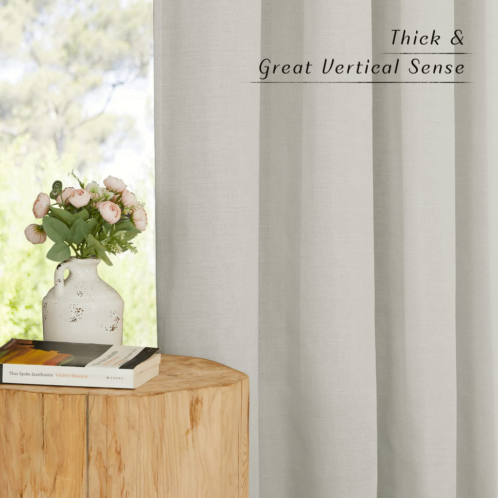 NICETOWN Linen Curtains 96 inches Long for Living Room, Grommet Semi Sheer Drapes Linen Weave Window Treatments Privacy Added with Light Filtering for Bedroom, Gray, W34 x L96, 2 Panels