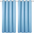 LEMOMO Sky Blue Blackout Curtains 66 x 63 Inch Length/Set of 2 Curtain Panels/Thermal Insulated Room Darkening Blackout Curtains for Bedroom