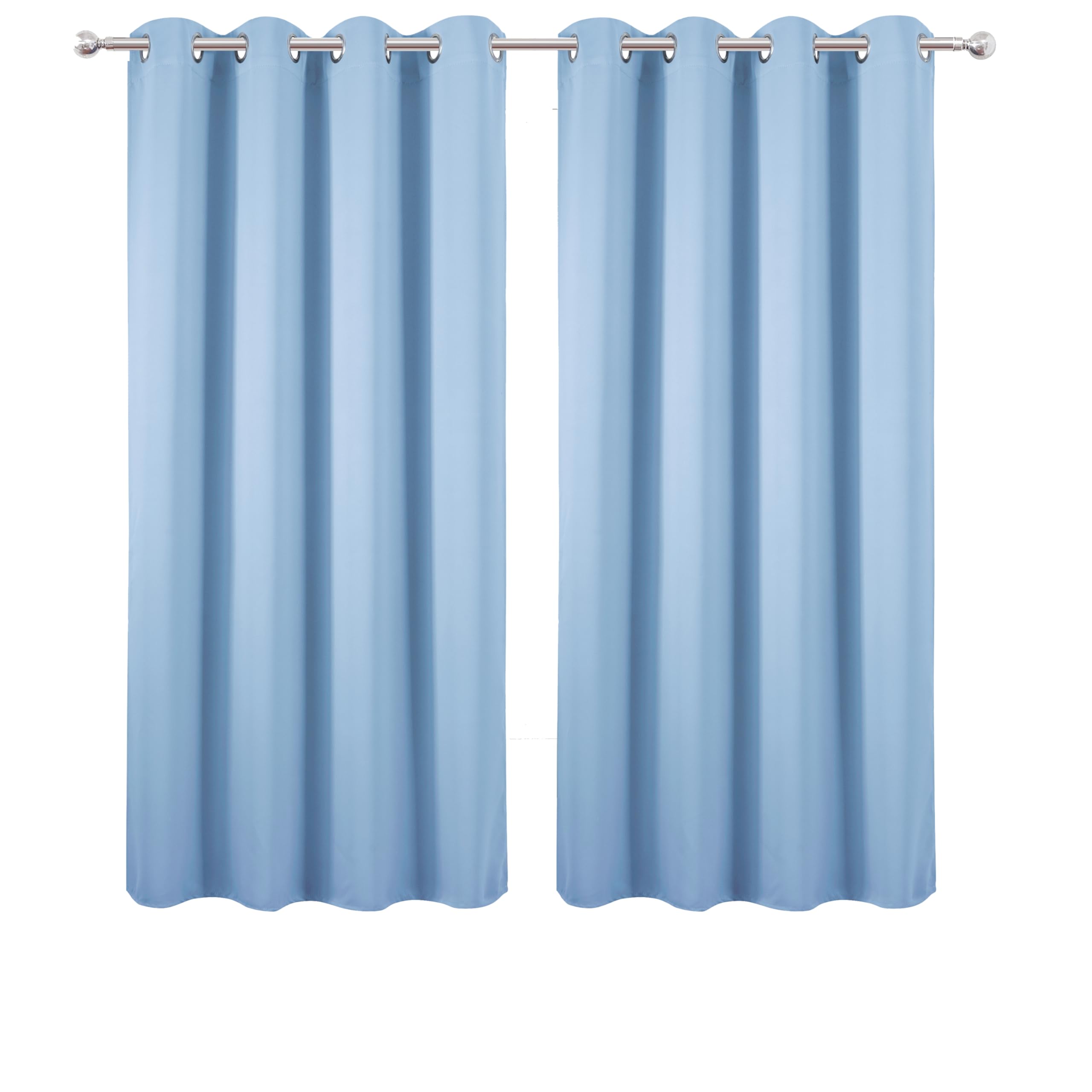 LEMOMO Sky Blue Blackout Curtains 66 x 63 Inch Length/Set of 2 Curtain Panels/Thermal Insulated Room Darkening Blackout Curtains for Bedroom