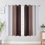 Estelar Textiler Brown and Greyish White Blackout Curtains 52Wx45L 2 Panels