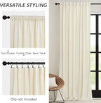 RYB HOME Cream Velvet Curtains 96 inches for Bedroom Living Room