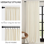 RYB HOME Cream Velvet Curtains 96 inches for Bedroom Living Room