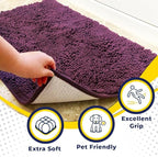 Muddy Mat® | Super Absorbent Door Mat Indoor, Microfiber Quick Dry Chenille Entryway Rug, Non-Slip Front Door Mat, Indoor Mats for Entryway, Machine Washable Pet Rug, Dark Purple 24"x36"