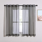 NICETOWN 45 Inch Sheer Curtains - Grommet Top Window Treatment Voile Panels for Bedroom & Kitchen & Loft (54" Wide, Dark Grey, Set of 2)