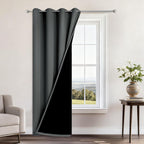 Yakamok Dark Grey Blackout Curtains 96" Long for Bedroom 52" Wide 1 Panel