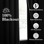 NICETOWN 100% Blackout Off White Curtains for Bedroom, Grommet Thermal Window Treatments Portable Curtains Lightweight Travel Shades for Living Room/Home Office, W52 x L63