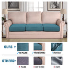 H.VERSAILTEX Super Stretch Individual Seat Sofa Covers Couch Slipcover Sets Thick Jacquard Textured Twill Fabric (3 Piece Sofa Cushion Covers, Storm Blue)