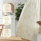 jinchan Floral Curtains 84 Inches Long Mustard Yellow Flower Linen Farmhouse Curtain for Living Room French Country Vintage Curtain Rod Pocket Curtains Set 2 Panels Floral Printed