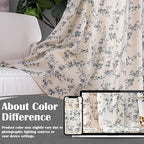 Lazzzy Black Floral Linen Curtains 84 Inch Farmhouse Back Tab Drapes for Living Room Bedroom Light Filtering Vintage Grandmillennial Rod Pocket Curtains, 2 Panels, W38 x L84, Black on Beige