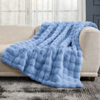 Cozy Bliss Cow Print Faux Fur Throw Blanket for Couch, Fuzzy Soft Plush Thick Bubble Blanket for Sofa Bedroom Living Room, 50x60 Inches