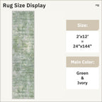 Soalmost Abstract Runner Rug 2x12 Hallway Kitchen Runners Green/Ivory
