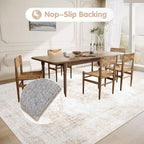 Area Rug 5x7 Vintage Rug: Washable Living Room Rugs Retro Medallion Distressed Large Rugs Soft Low Pile Non-Slip Indoor Floor Carpet for Bedroom Kitchen Nursery Dining Table Office (Beige, 5'x7')