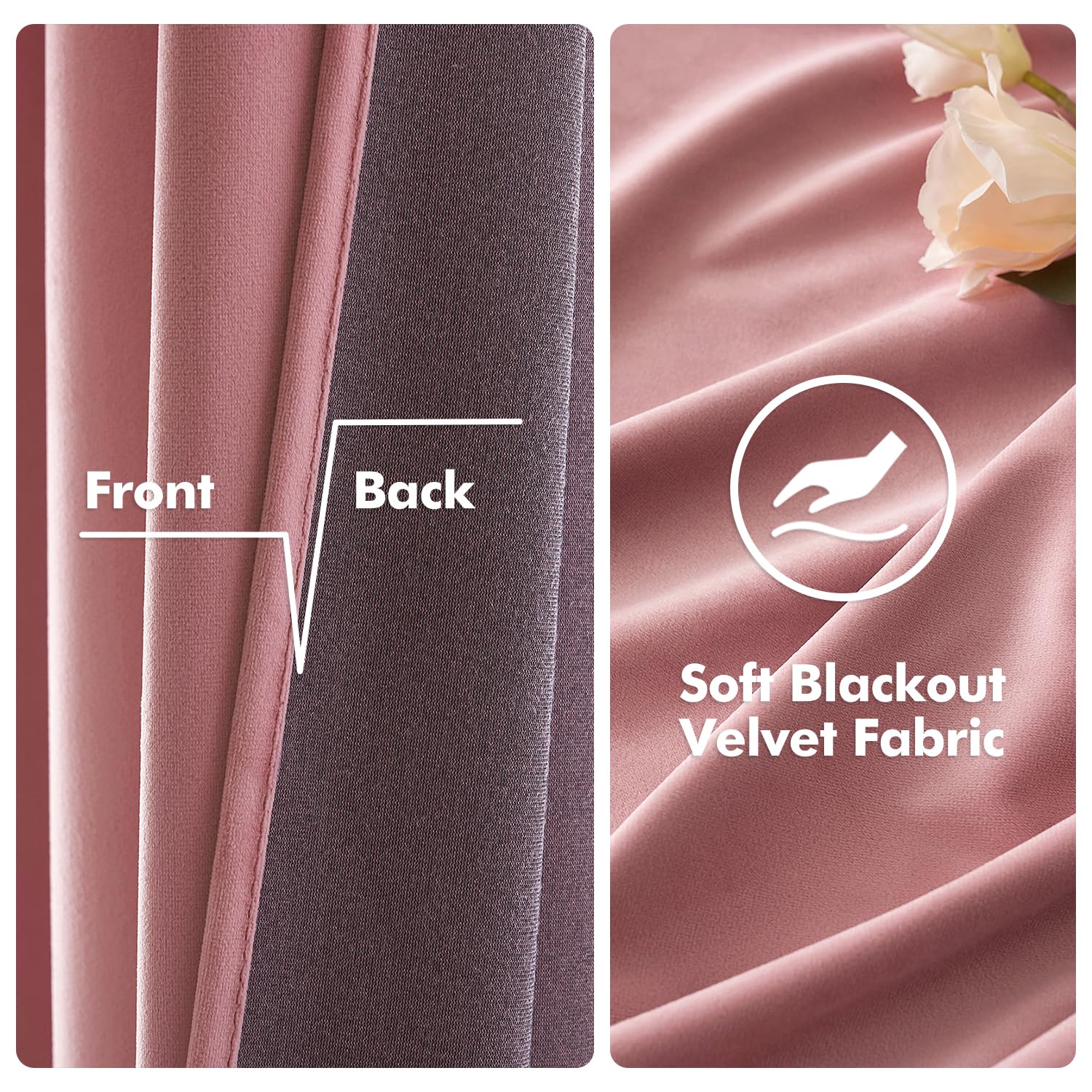 MIULEE Velvet Curtains Blush Pink 52 x 96 Inch Length Set of 2