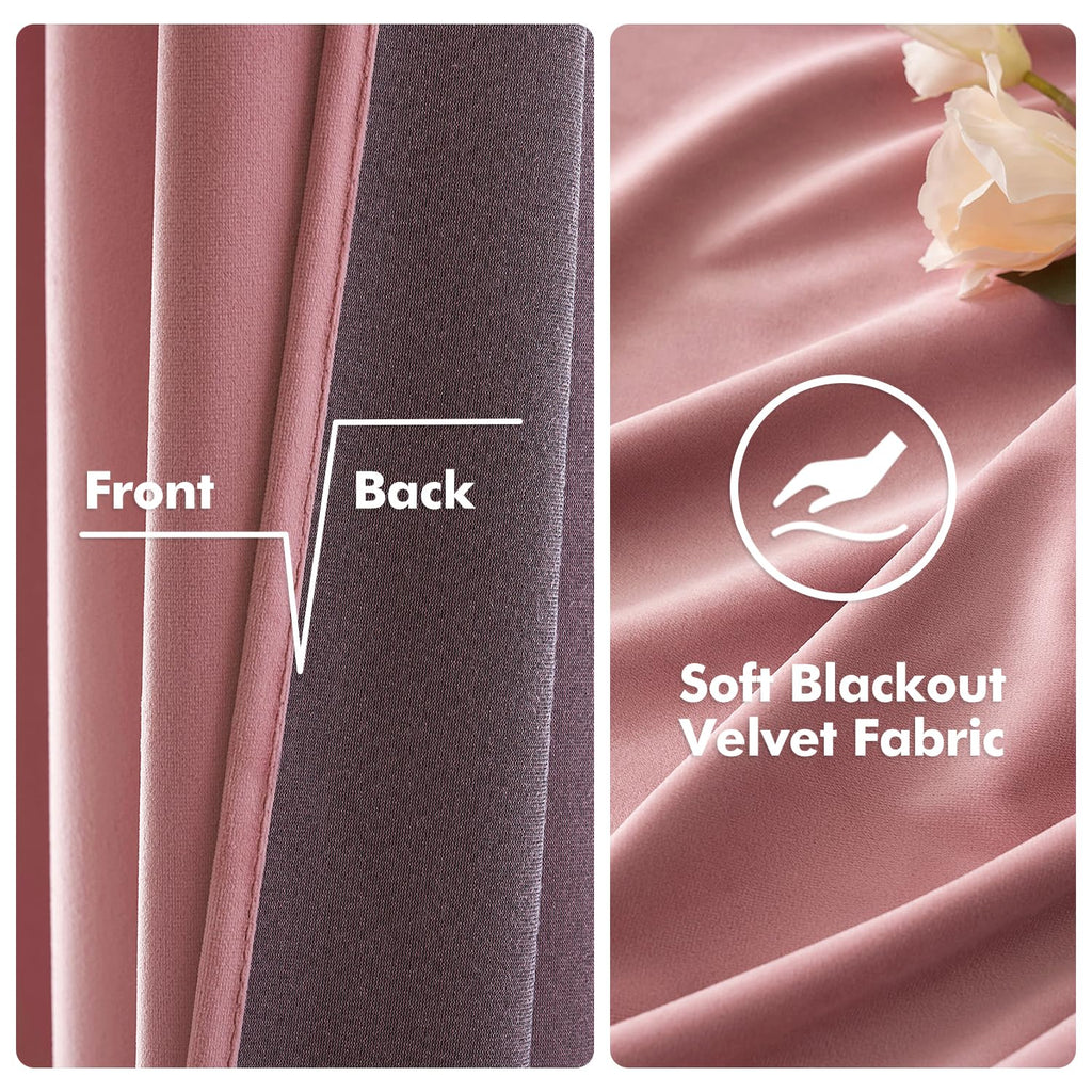 MIULEE Velvet Curtains Blush Pink 52 x 84 Inch Length Set of 2