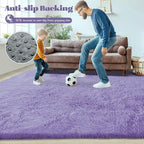 2x6 Runner Rug for Bedroom: Fluffy Shag Soft Washable Rugs Small Fuzzy Plush Indoor Carpet for Hallway Bedside Dorm Kids Girls Boys Room (Purple, 2'x6')