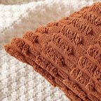 MIULEE Pack of 2 Dark Rust Corduroy Decorative Pillow Covers 20x20 Inch Soft Boho Striped Throw Pillow Covers Modern Farmhouse Home Decor for Summer Sofa Living Room Couch Bed