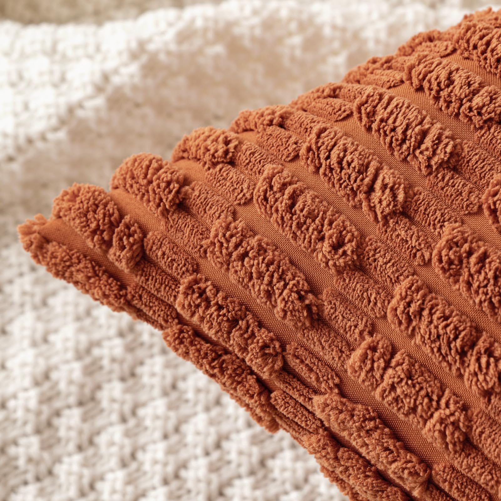 MIULEE Fall Decorative Throw Pillow Covers 18x18 Dark Rust Pack of 2
