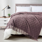 BOURINA Green Throw Blanket 50x60 Inch Boho Knitted Soft Throw Sofa Blanket