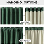 MIULEE 100% Blackout Linen Curtains for Bedroom, Christmas Emerald Green Solid Luxury Decor Thermal Insulation Room Darkening Drapes for Living Room Nursery Back Tab Rod Pocket 42 x 84 Inches 2 Panels