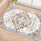 HEBE Washable Area Rug - 2'x3' Non Slip Soft Distressed Medallion Bedroom Boho Living Room Accent Throw Vintage Entry Floor Carpet for Dining Room Bathroom Entryway
