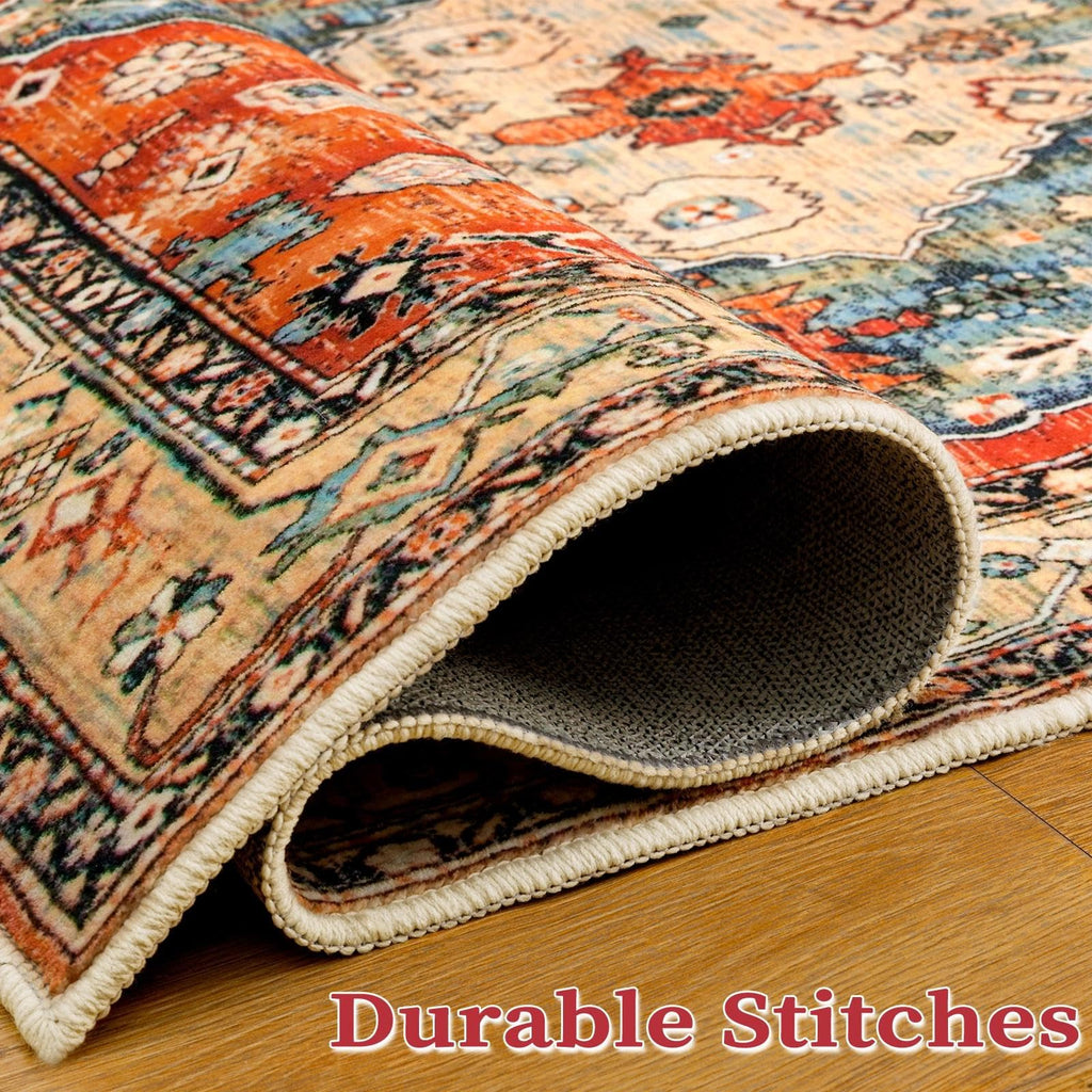 SERISSA 3x5 Washable Non Slip Boho Area Rug for Bedroom