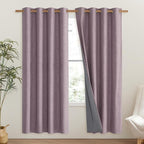 NICETOWN Chaise Mauve Vintage Linen 100% Blackout Curtains for Living Room, Thermal Insulated Curtains 72" Long, Noise Reducing Window Treatment Drapes for Hall Room, 52" Wide Per Panel, Set of 2