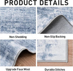 6x9 Area Rugs Washable Rug: Large Modern Abstract Living Room Rug Soft Anti-Skid Thin Carpet Indoor Floor Non-Shedding Carpets for Bedroom Dining Room Farmhouse Nursery Home Office Blue White