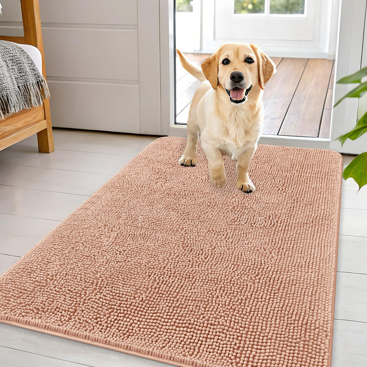 OLANLY Dog Door Mat for Muddy Paws 44x32, Super Absorbent Chenille Mud Mat