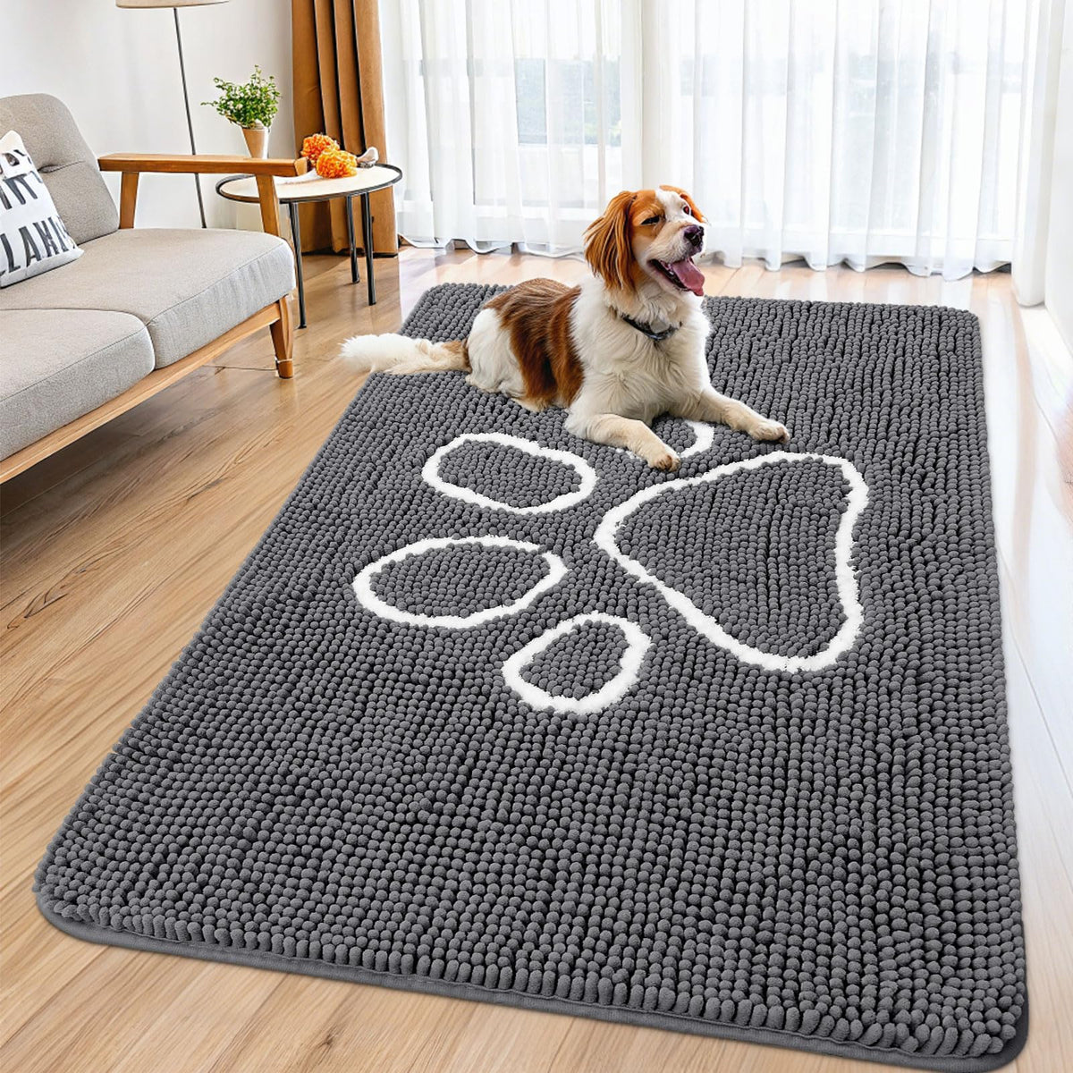 Smiry Dog Door Mat for Muddy Paws, Absorbent Non Slip Dirt Trapper, 59x32