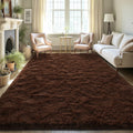 LOCHAS Area Rugs 10x14 Fluffy Living Room Carpets for Kids Bedroom, Brown