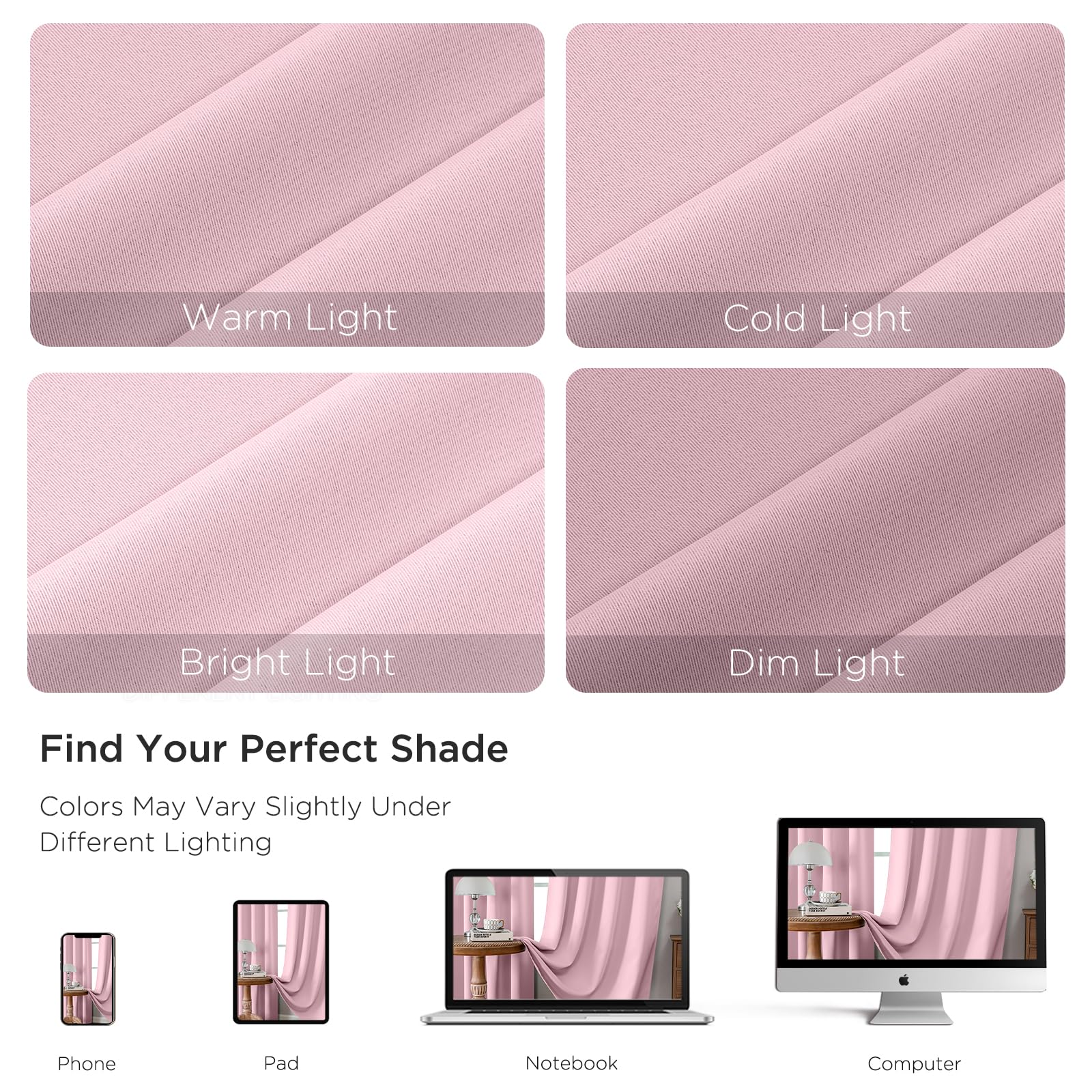 CUCRAF Light Pink Blackout Curtains Customize, Rod Pocket Room Darkening Curtain for Bedroom Living Room, Thermal Insulated Window Drapes 1 Panel (Custom Size, Color)