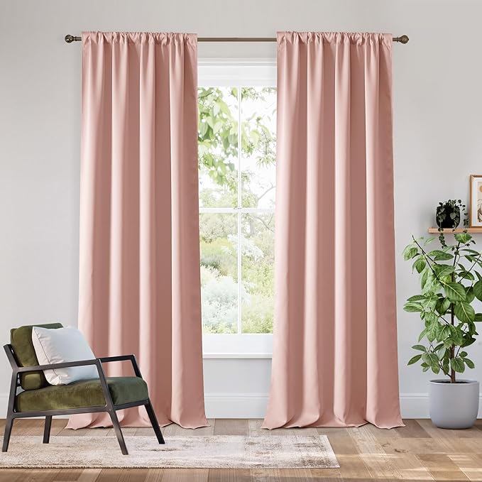 RYB HOME Bedroom Blackout Curtains 80 inches Long, 100% Blackout