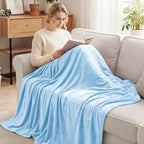 Exclusivo Mezcla Fleece Ice Blue Throw Blanket for Couch, Sofa, Super Soft and Warm Blankets, All Season, Cozy, Plush, Lightweight, 50x60 Inches