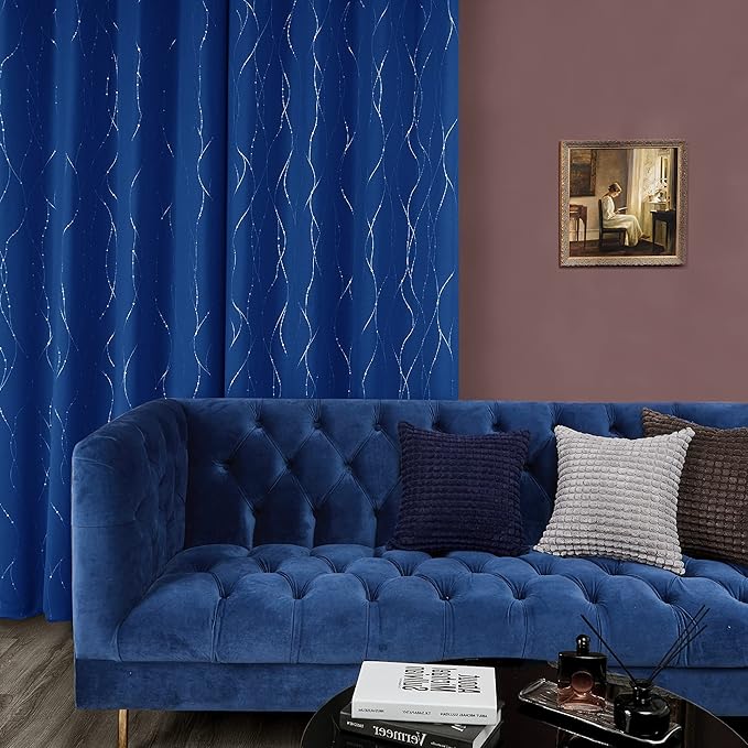 Deconovo Living Room Curtains 90 Inches Long, Blackout Curtains for Bedroom