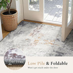 Rugflix 8x10 Area Rugs for Living Room, Washable Large Rug Stain-Resistant Low Pile, Modern Neutral Carpet for Dining Room Home Office Kid Room Nursery Bedroom, Grey Brown
