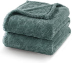 Exclusivo Mezcla Plush Fuzzy Fleece Bed Blanket Twin Size, Super Soft, Fluffy and Warm Blankets for Couch, Bed, All Season (Celadon, 90x66 inches)