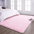 TWINNIS Super Soft Shaggy Rugs Fluffy Carpets, 4x5.9 Feet, Indoor Modern Plush Area Rugs for Living Room Bedroom Kids Room Nursery Home Decor, Upgrade Anti-Skid Rectangular Fuzzy Rug, Pink