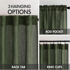 MIULEE Olive Green Linen Curtains 52x100 Inch Length 2 Panels for Bedroom