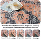 Washable 2x6 Hallway Runner Rug: Vintage Water Resistant Kitchen Entryway Rug Ultra Soft Living Room Bedroom Carpet Thin Non Slip Indoor Floor Mat for Bathroom Laundry (2 X 6,Orange)