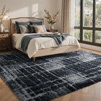 8x10 Ft Extra Large Shag Rugs for Living Room, Tie Dyed Ultra Soft Fluffy Furry Area Rugs for Bedroom Indoor Floor, Aesthetic Carpet for Kids Home Decor (Grey)