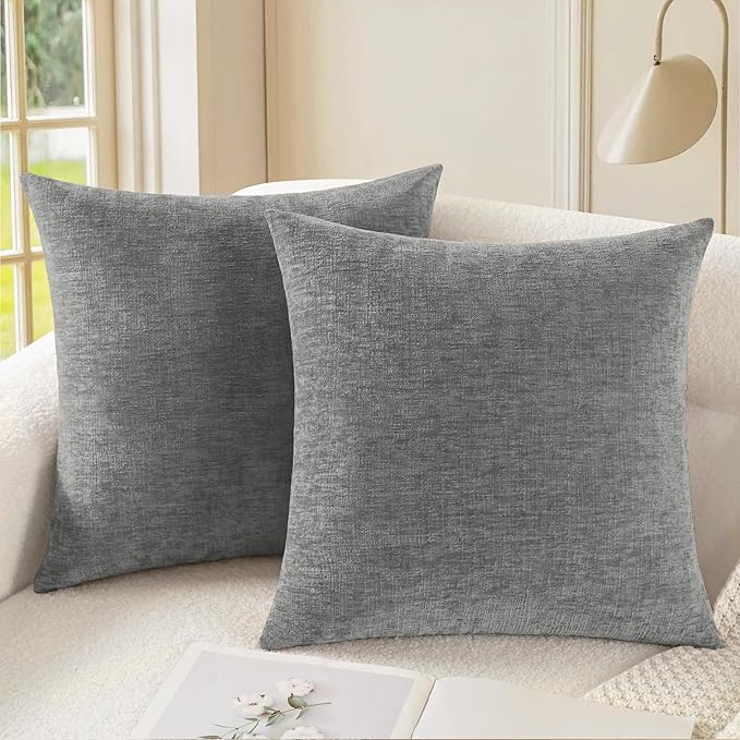 CaliTime Decorative Couch Throw Pillow Covers 26 X 26 Inches Medium Grey