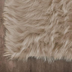 Latepis Round Rug 6.7ft Light Brown Beige Faux Fur Circle Rugs Washable Shag Fluffy Plush Rug for Living Room Bedroom Dorm Floor Sofa