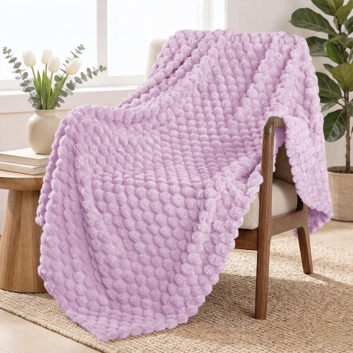 Exclusivo Mezcla 3D Fleece King Size Blanket for Bed, Burnt Orange