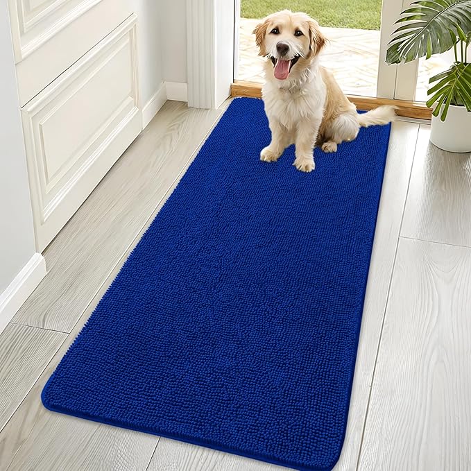 OLANLY Dog Door Mat for Muddy Paws 70x35, Super Absorbent Chenille Mud Mat