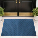 Mibao Front Door Mat Indoor Outdoor Entrance, Dirt Trapping Waterproof All-Season, All-Weather Doormat, Non-Slip Durable Natural Rubber Low Profile Easy Clean Patio Entrance Mat, 47" x 31.5", Blue