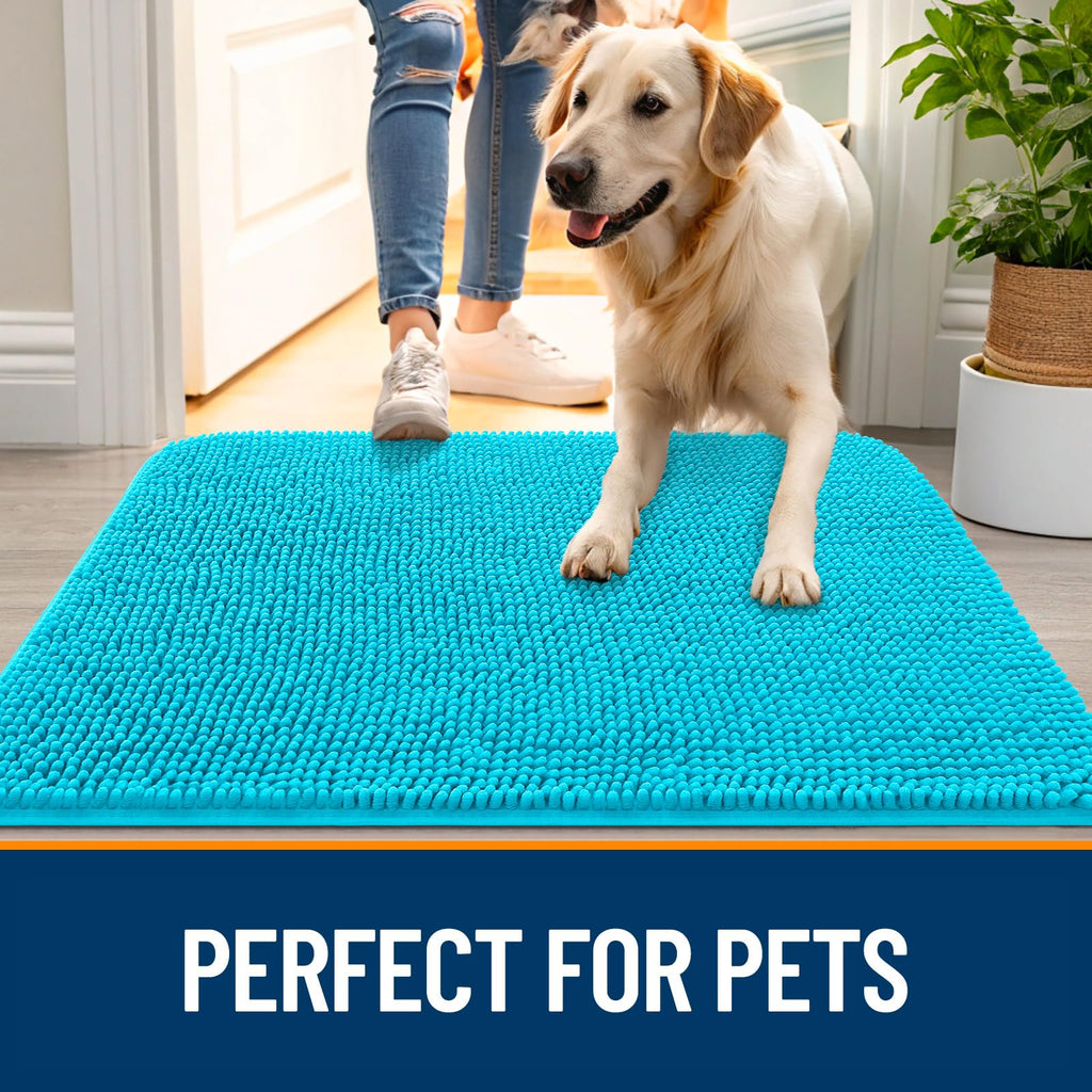 OLANLY Dog Door Mat for Muddy Paws 47x17, Super Absorbent Chenille Mud Mat