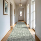 Hallway 3x10 Runner Rug - Vintage Non-Slip Long Rug Low-Pile Washable Medallion Runner Rugs for Hallway Waterproof Traditional Runner Rug Indoor Thin Rug for Kitchen (Muted Sage Green)